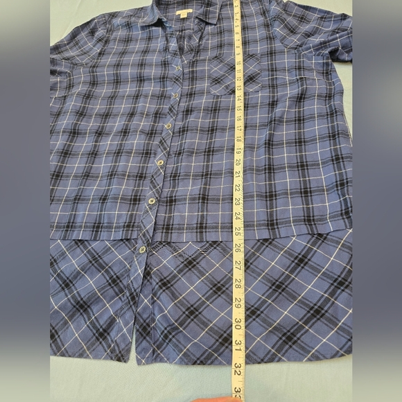 J. Jill Womens Medium Size Xl Blue & Black Plaid Button Up Shirt 100 % Cotton - Picture 8 of 10